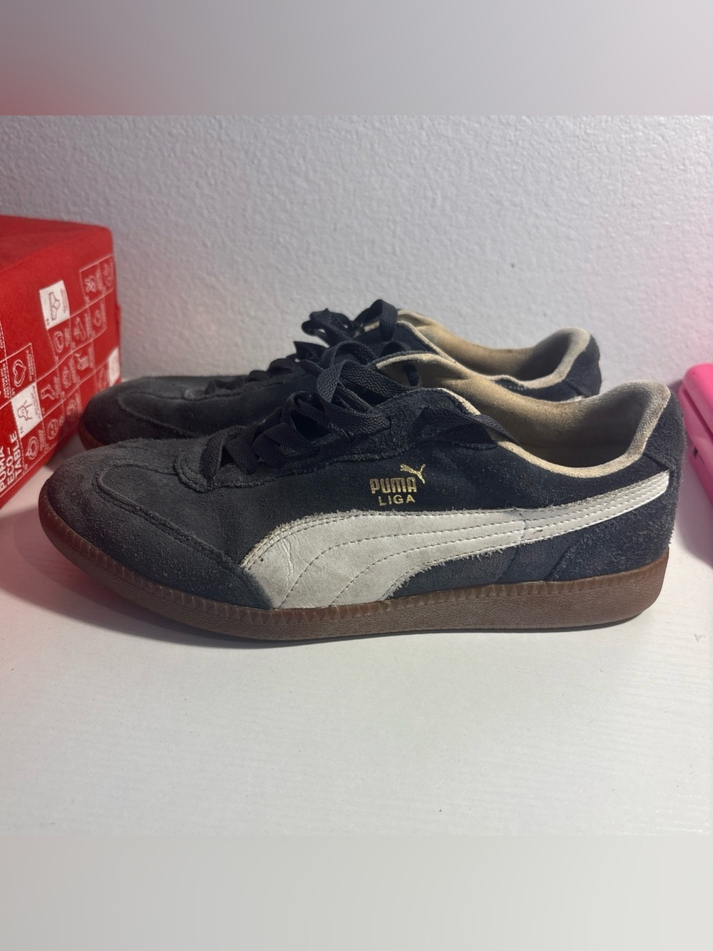 PUMA Mens Sneaker Super Liga OG Navy White Gum Retro Court Shoes Size 8.5